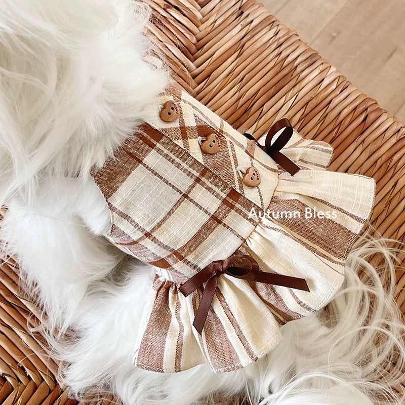 Autumn Bless リボンプレゼント♪ コットンチェックスカート | Cotton Check Skirt with Ribbon