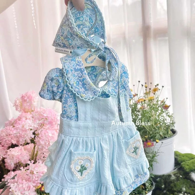 Autumn Bless フローラルエプロンレイヤードワンピース |Floral Apron Layered Dress