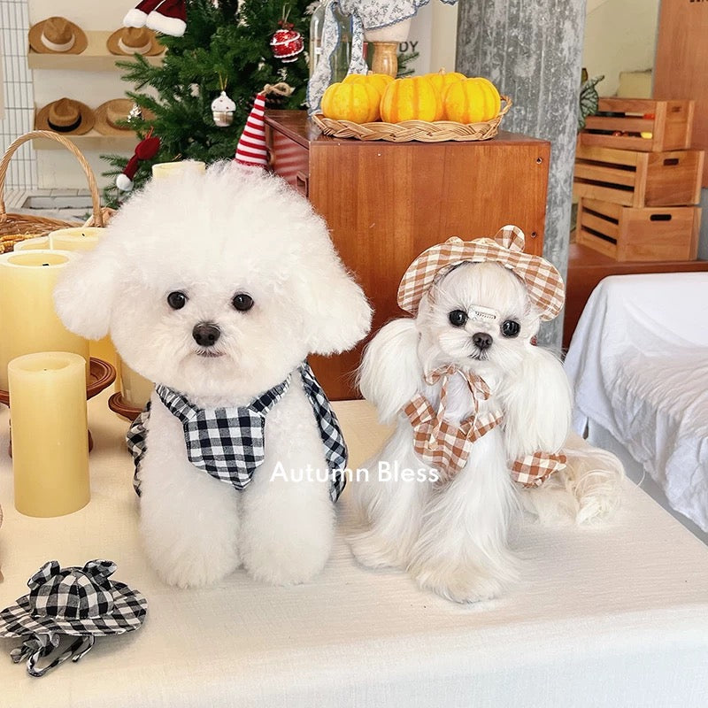 Autumn Bless ギンガムチェックベアロンパース| Gingham Bear Romper