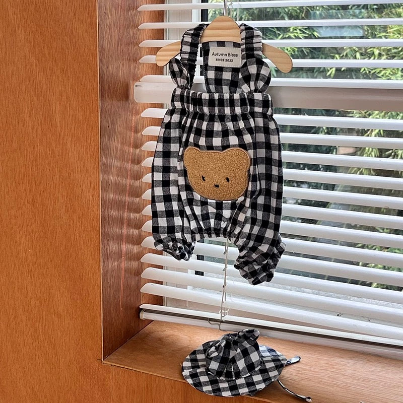 Autumn Bless ギンガムチェックベアロンパース| Gingham Bear Romper