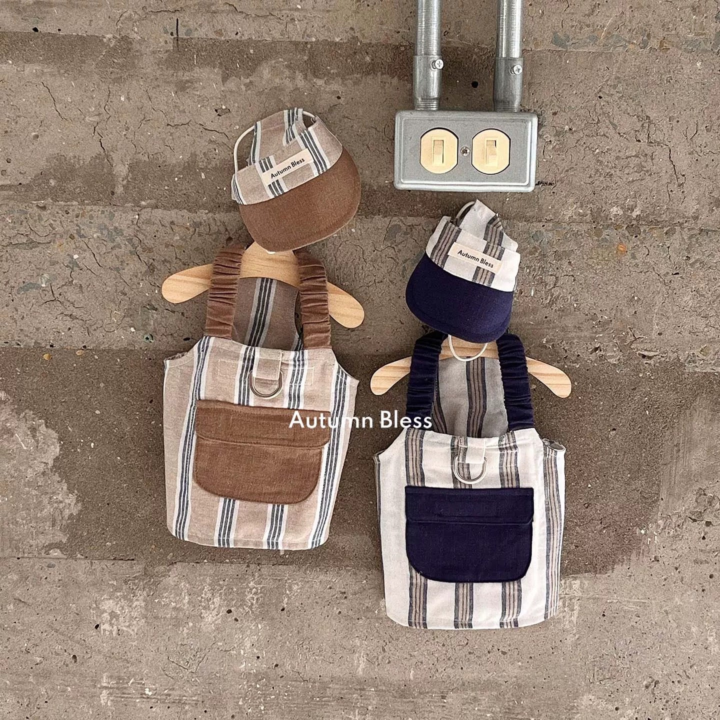 Autumn Bless ストライプ麻綿クールハーネス|アイスパック対応 | Cooling Striped Linen Harness – Ice Pack Ready