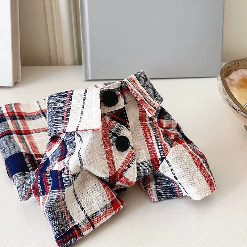 Autumn Bless おしゃれなタイ付き♪ コットンチェックシャツ | Cotton Check Shirt with Tie