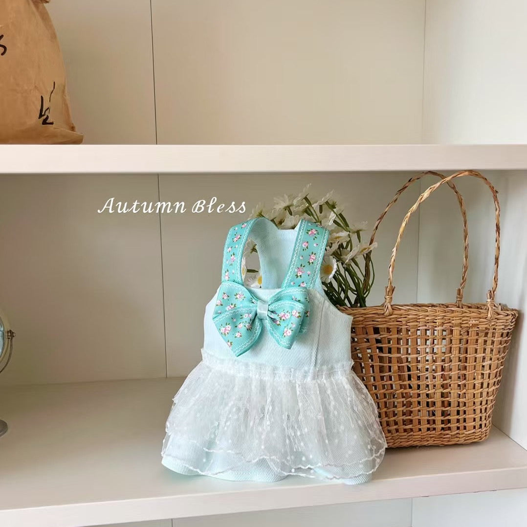 Autumn Bless ミントブロッサムリボンドレス(リボン付き) | Mint Blossom Bow Dress with Ribbon