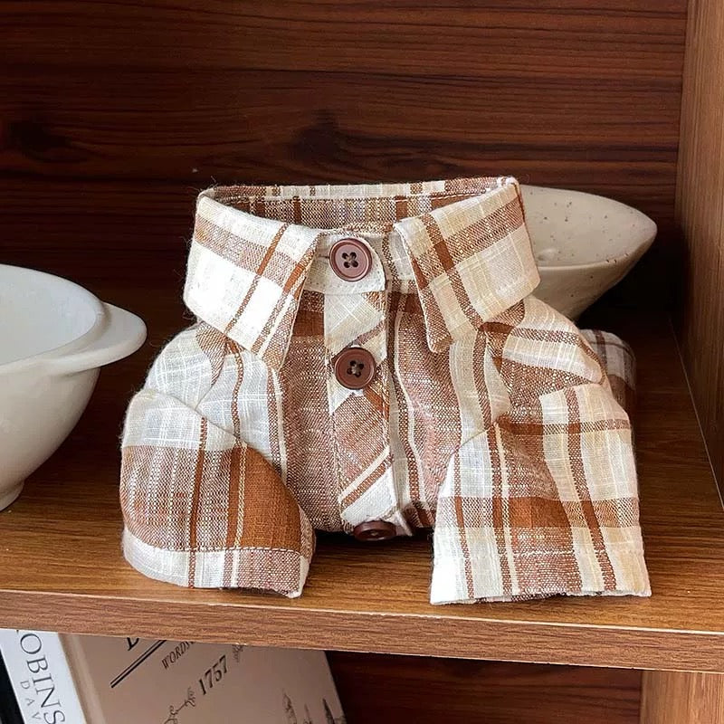 Autumn Bless おしゃれなタイ付き♪ コットンチェックシャツ | Cotton Check Shirt with Tie