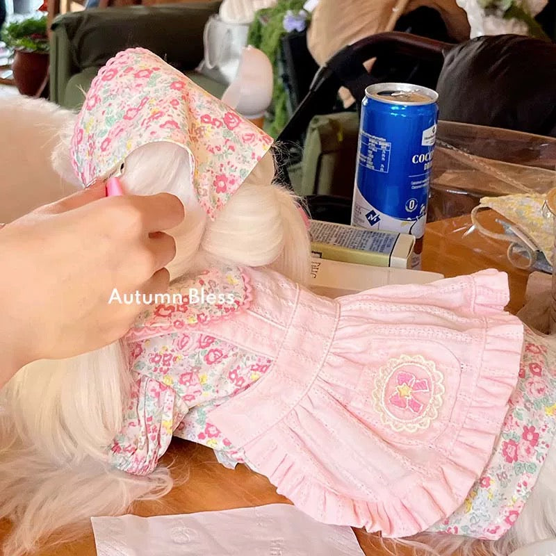 Autumn Bless フローラルエプロンレイヤードワンピース |Floral Apron Layered Dress