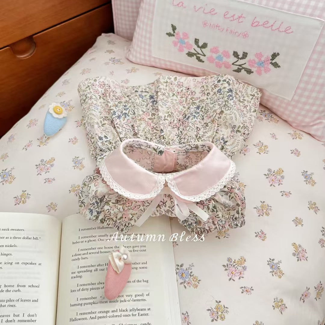 Autumn Bless フローラルドレス & ヘアアクセサリーセット | Floral Dress & Hair Accessory Set