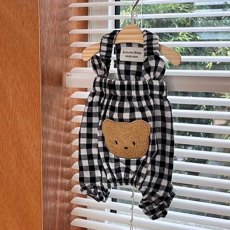 Autumn Bless ギンガムチェックベアロンパース| Gingham Bear Romper