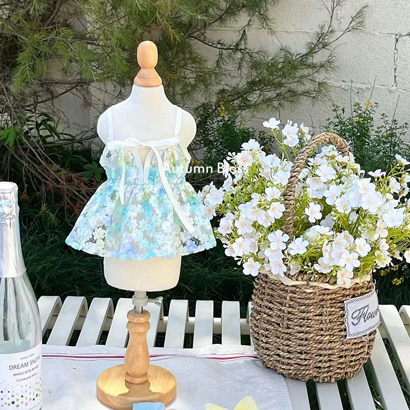 Autumn Bless フローラルレースキャミワンピース(リボン付き) | Floral Lace Picnic Camisole Dress with Ribbon