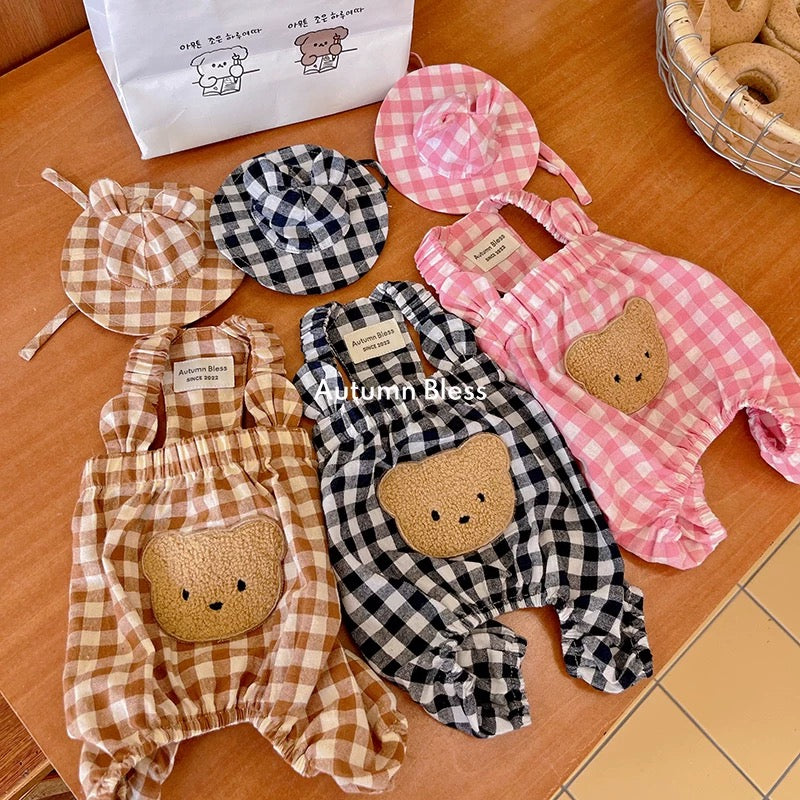 Autumn Bless ギンガムチェックベアロンパース| Gingham Bear Romper