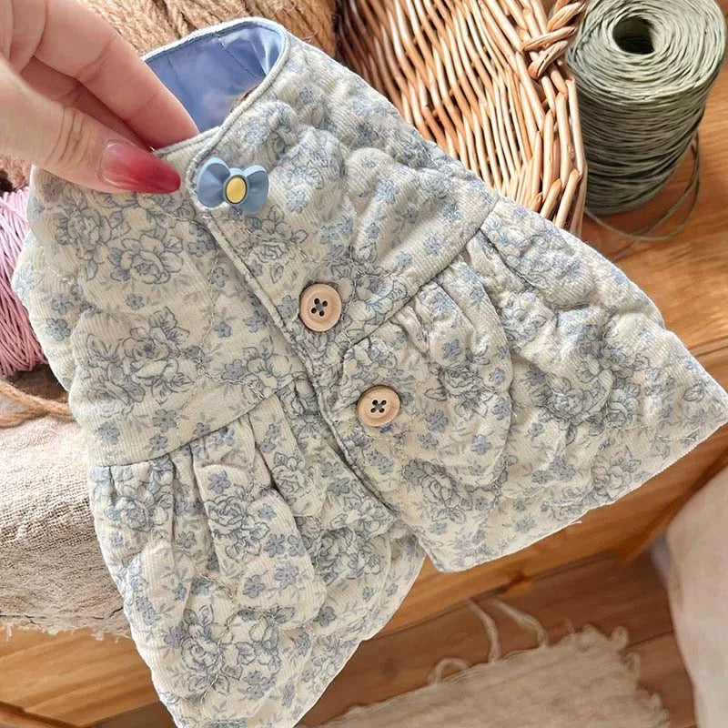Autumn Bless Floral Quilted Cotton Dress
