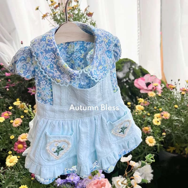 Autumn Bless フローラルエプロンレイヤードワンピース |Floral Apron Layered Dress