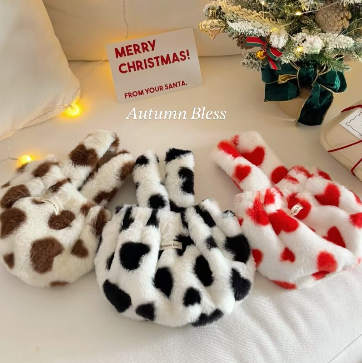 Autumn Bless Cozy Christmas Furry Print Dress Collection