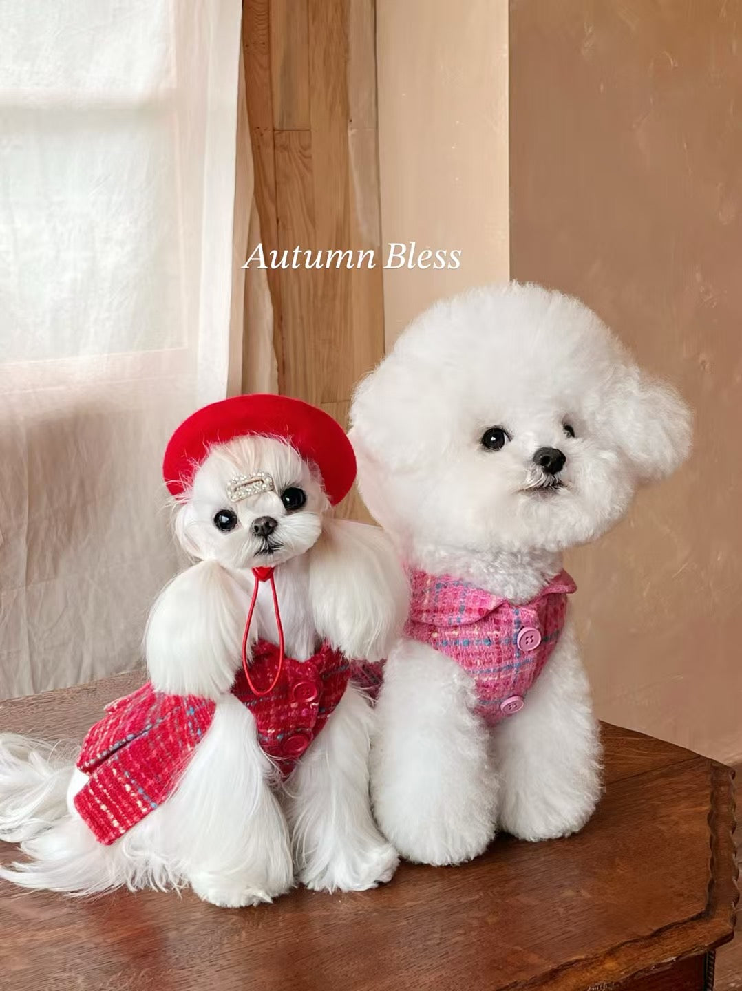 Autumn Bless Elegant Tweed Dress & Beret Combo