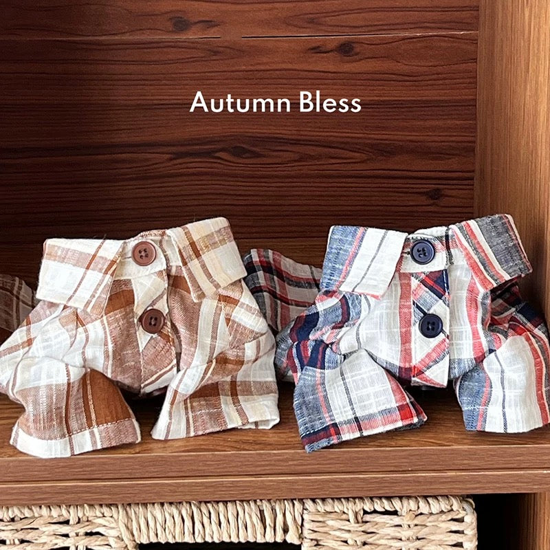 Autumn Bless おしゃれなタイ付き♪ コットンチェックシャツ | Cotton Check Shirt with Tie