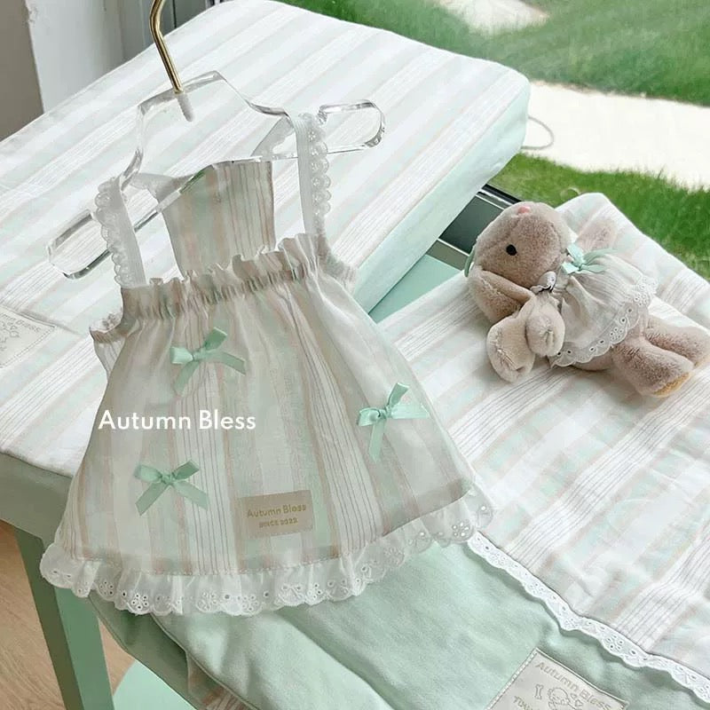 Autumn Bless 花柄コットンリボンルームワンピース(夏のペットキャミ)| Floral Cotton Lounge Dress