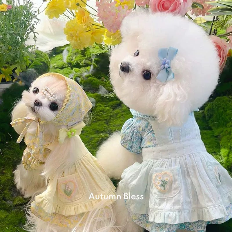Autumn Bless フローラルエプロンレイヤードワンピース |Floral Apron Layered Dress