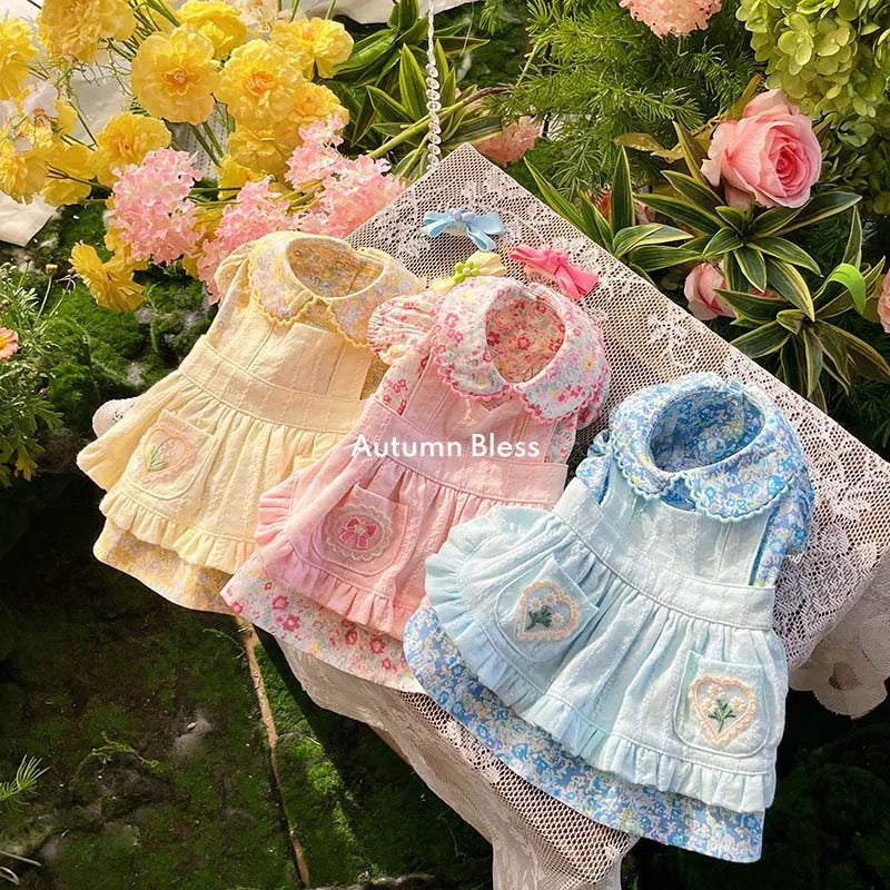 Autumn Bless フローラルエプロンレイヤードワンピース |Floral Apron Layered Dress