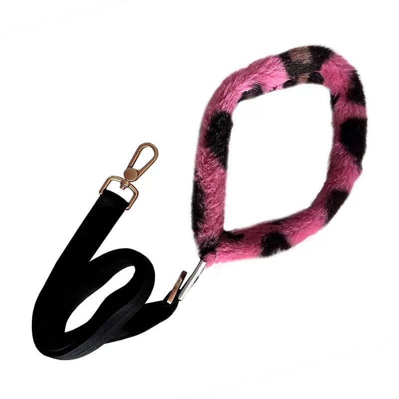 Autumn Bless ふわふわレオパードハンドルペットリード | Leopard Print Plush Handle Leash