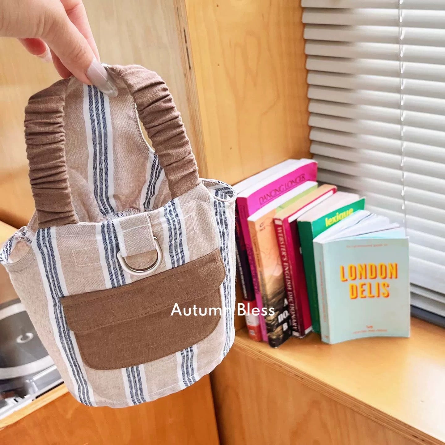 Autumn Bless ストライプ麻綿クールハーネス|アイスパック対応 | Cooling Striped Linen Harness – Ice Pack Ready