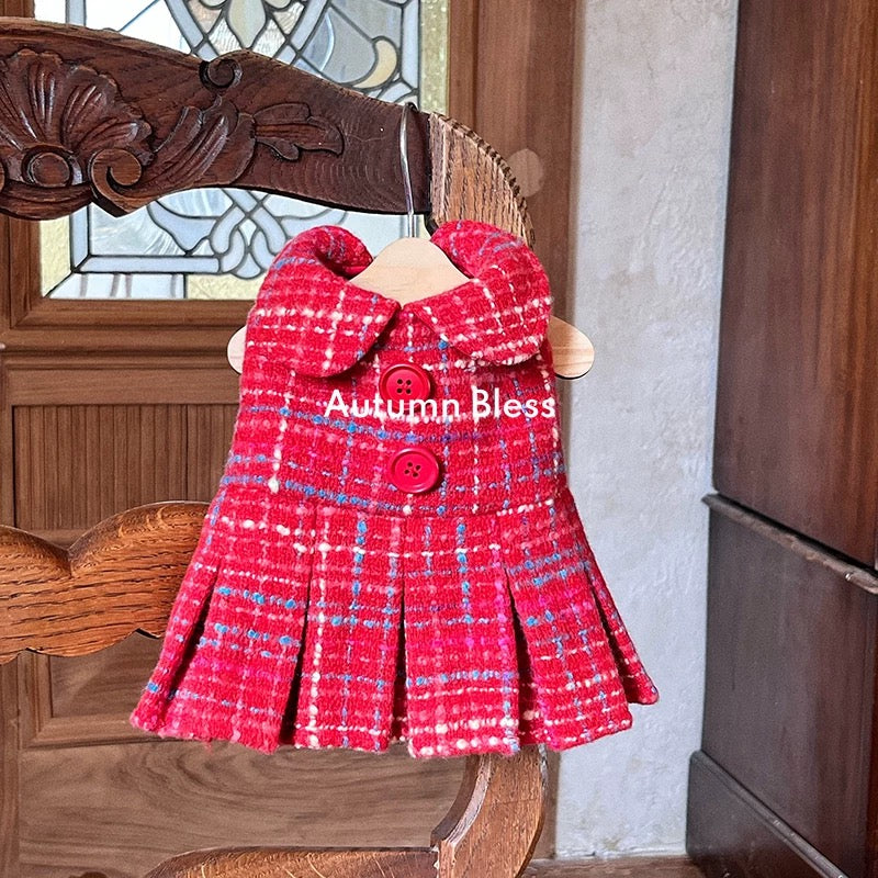 Autumn Bless Elegant Tweed Dress & Beret Combo