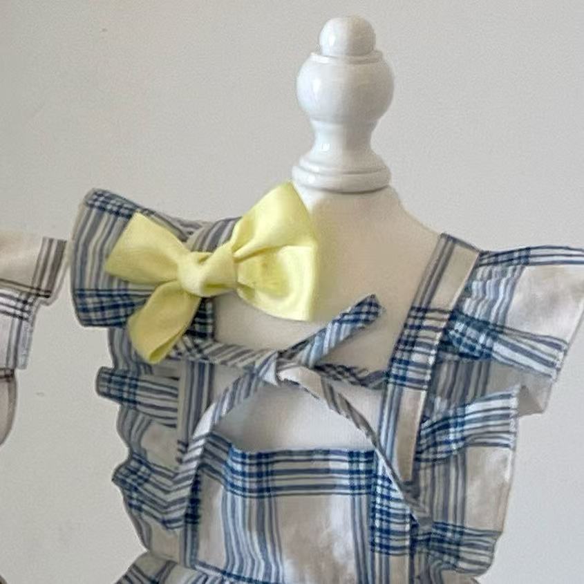 Autumn Bless ヴィンテージチェックフリルワンピース(リボンヘアクリップ付き) | Vintage Check Ribbon Frill Dress with Hair Clip