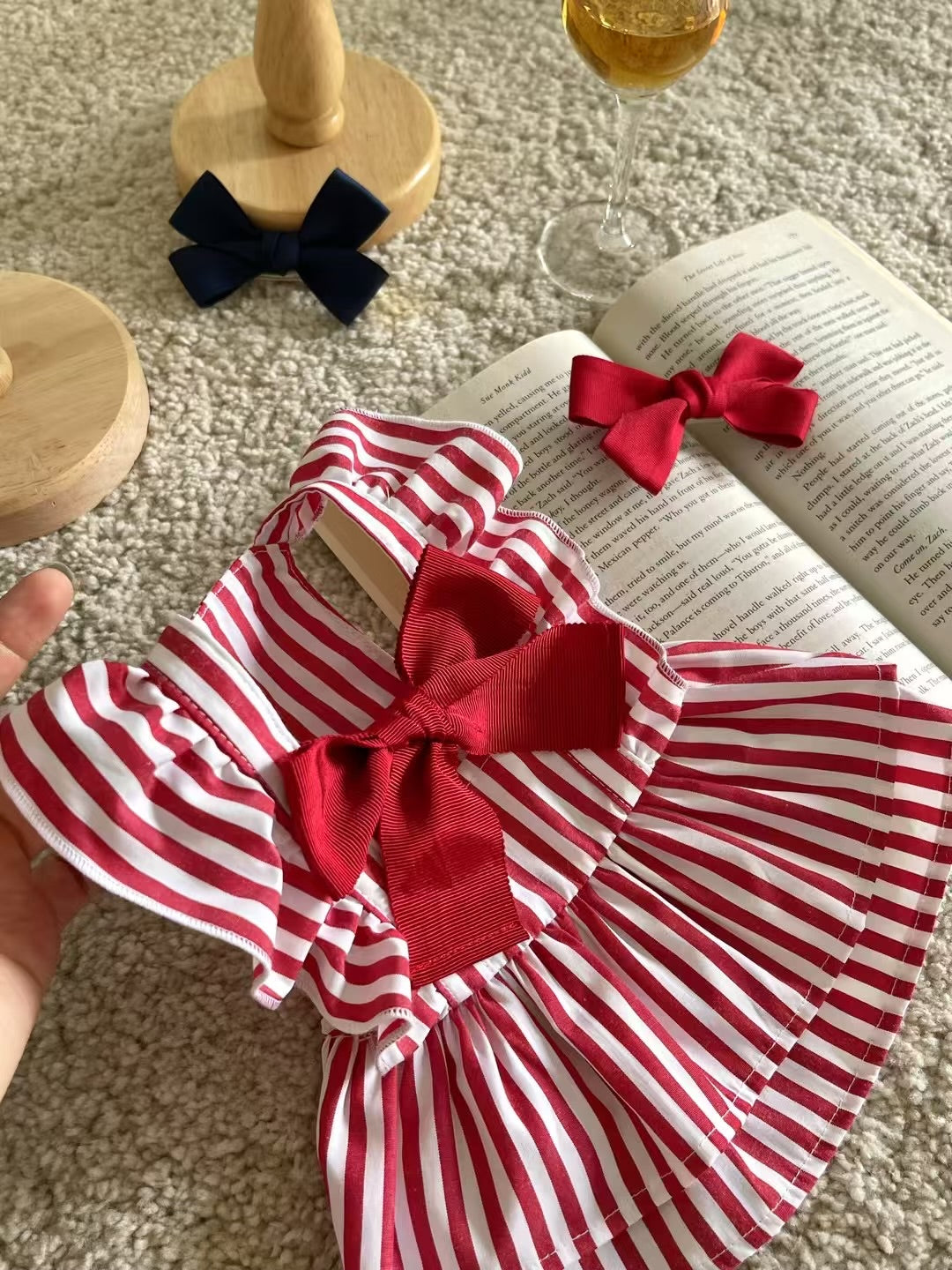 Autumn Blessプレッピーリボンストライプワンピース | Preppy Ribbon Stripe Dress