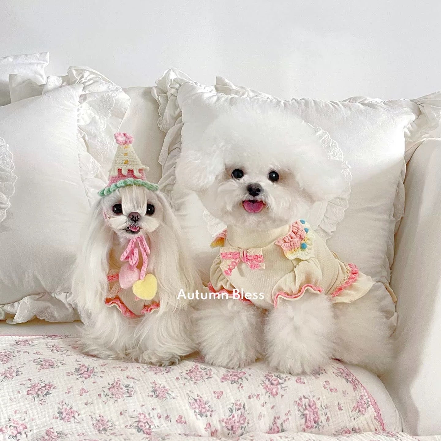 Autumn Bless Pastel Cake Frill Knit Dress 