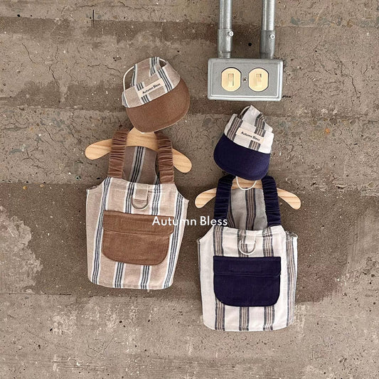 Autumn Bless ストライプ麻綿クールハーネス｜アイスパック対応 | Cooling Striped Linen Harness – Ice Pack Ready