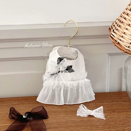 Autumn Bless 【数量限定】ホワイトレースリボンハーネス（ヘアクリップ付き）[Limited Edition] White Lace Bow Harness|
