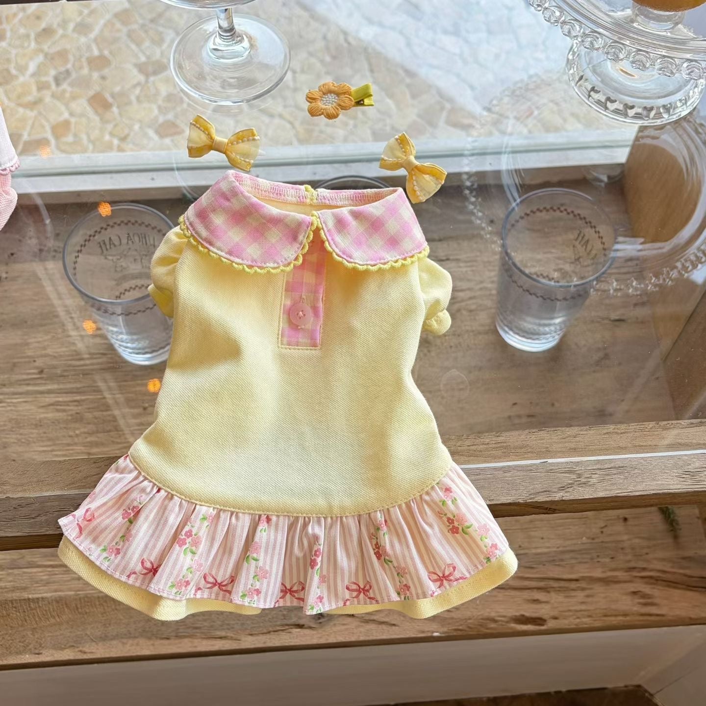 Autumn Bless バレンタイン フリルカラー ギンガムワンピース