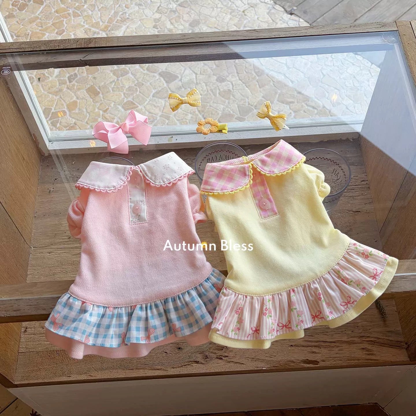 Autumn Bless バレンタイン フリルカラー ギンガムワンピース