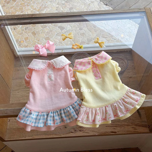 Autumn Bless バレンタイン フリルカラー ギンガムワンピース