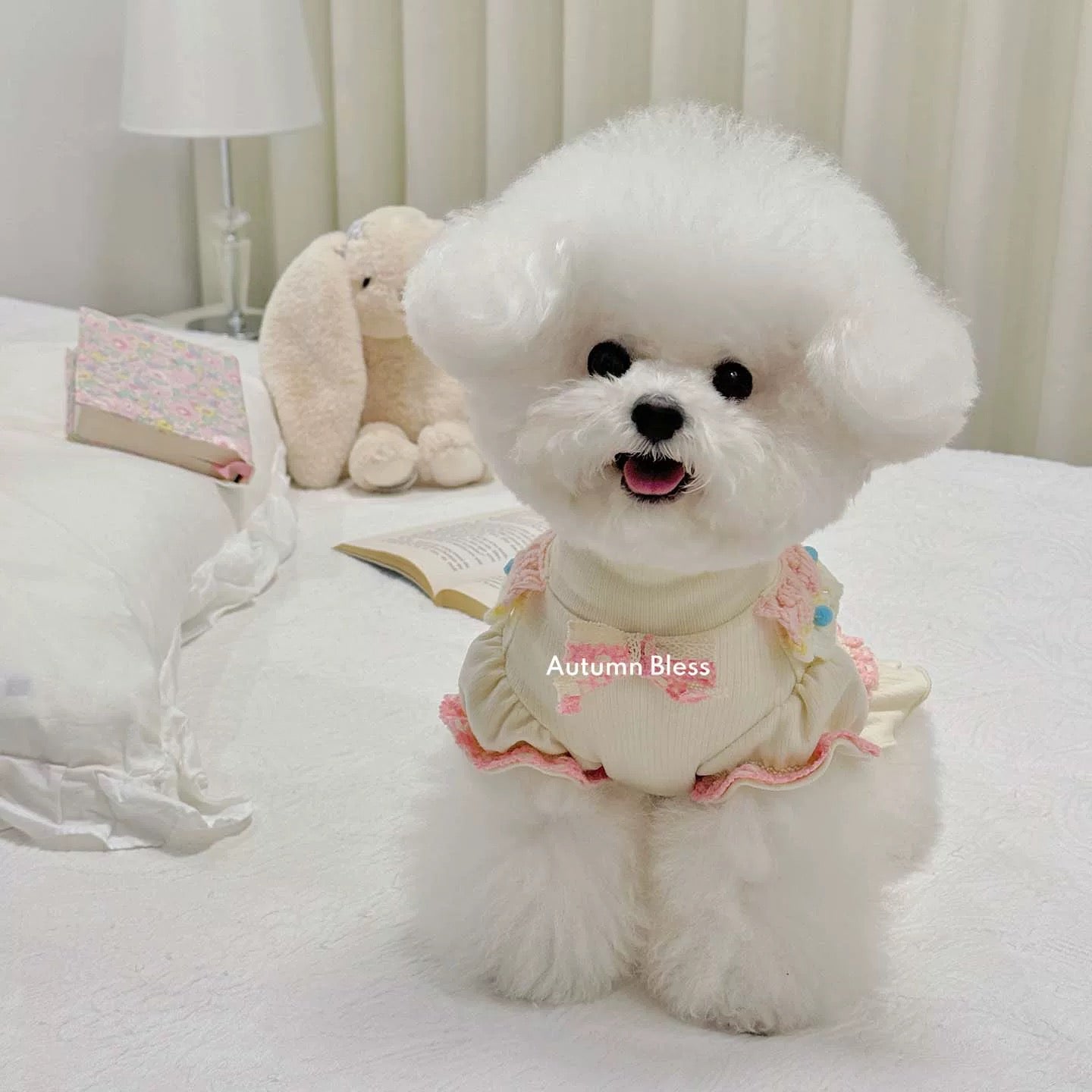 Autumn Bless Pastel Cake Frill Knit Dress 