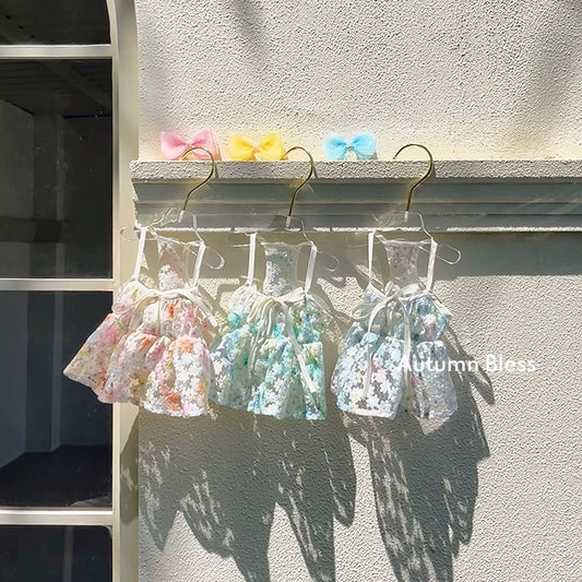Autumn Bless フローラルレースキャミワンピース（リボン付き） | Floral Lace Picnic Camisole Dress with Ribbon