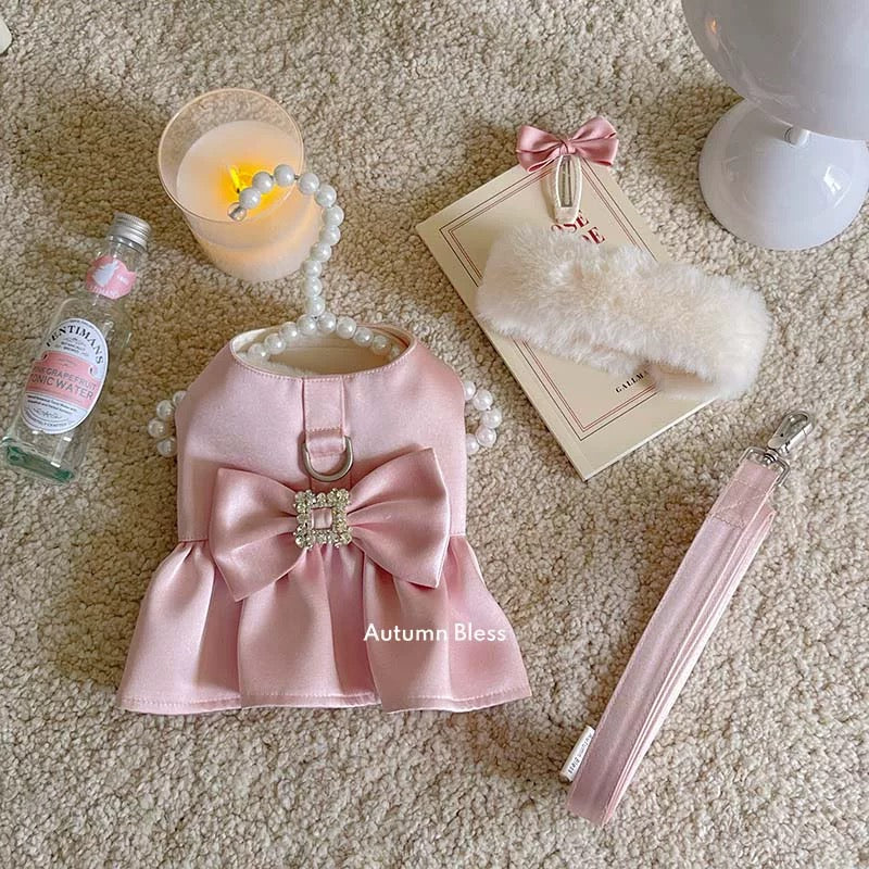 Autumn Bless 새틴 리본 하네스 원피스 | Autumn Bless Satin Bow Harness Dress