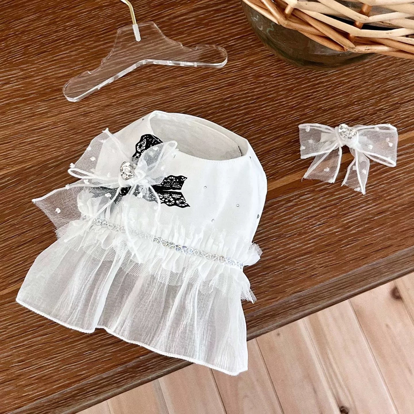 Autumn Bless 【数量限定】ホワイトレースリボンハーネス（ヘアクリップ付き）[Limited Edition] White Lace Bow Harness|