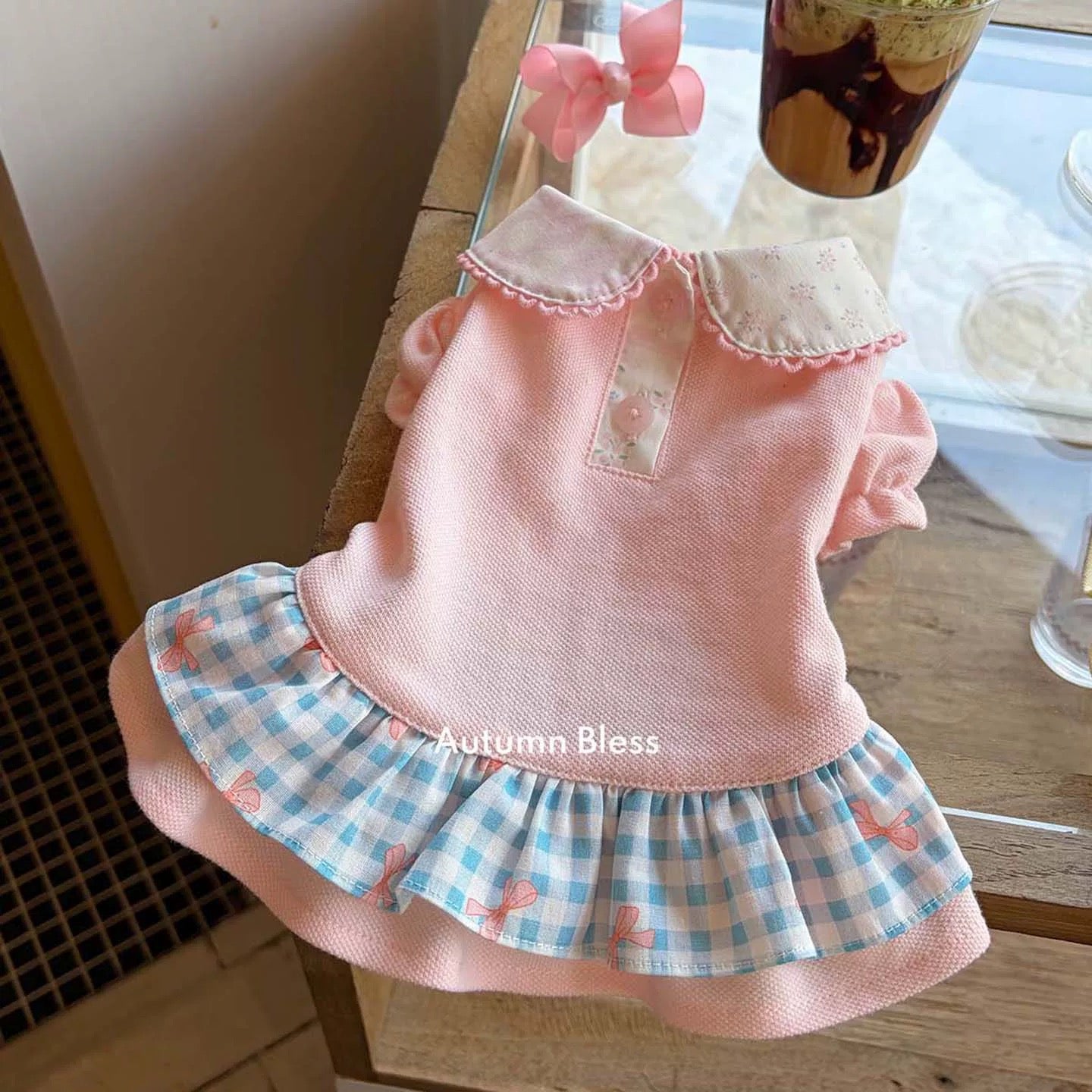 Autumn Bless バレンタイン フリルカラー ギンガムワンピース