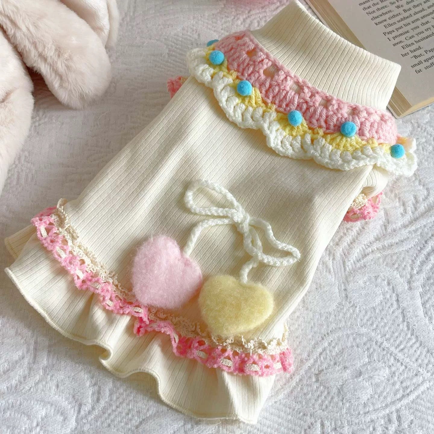 Autumn Bless Pastel Cake Frill Knit Dress 