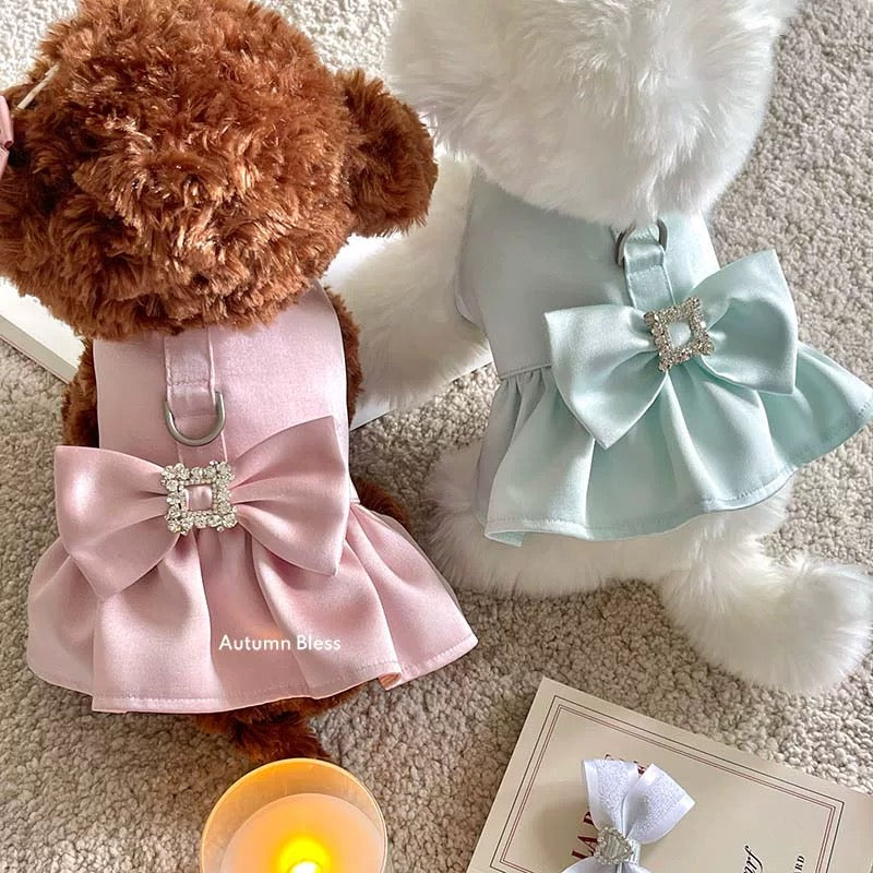 Autumn Bless 새틴 리본 하네스 원피스 | Autumn Bless Satin Bow Harness Dress