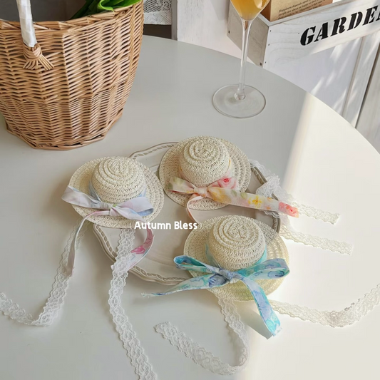 Autumn Bless レースリボンストローハット・春のフローラルエディション | Lace Ribbon Straw Hat