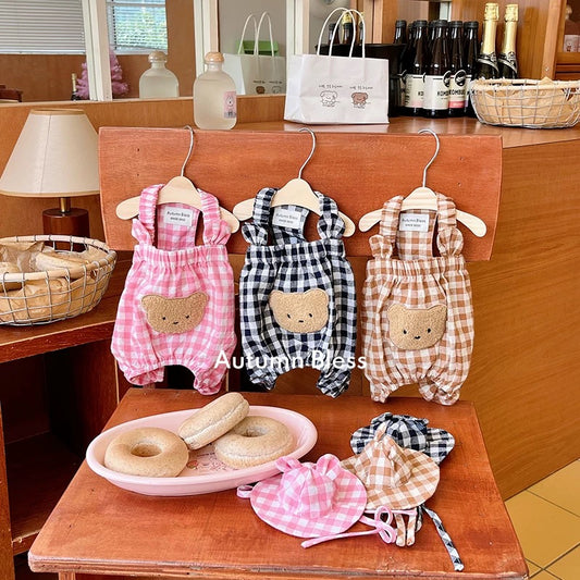 Autumn Bless ギンガムチェックベアロンパース| Gingham Bear Romper