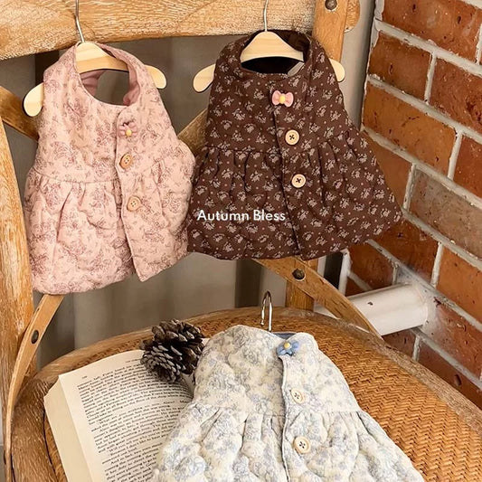 Autumn Bless Floral Quilted Cotton Dress