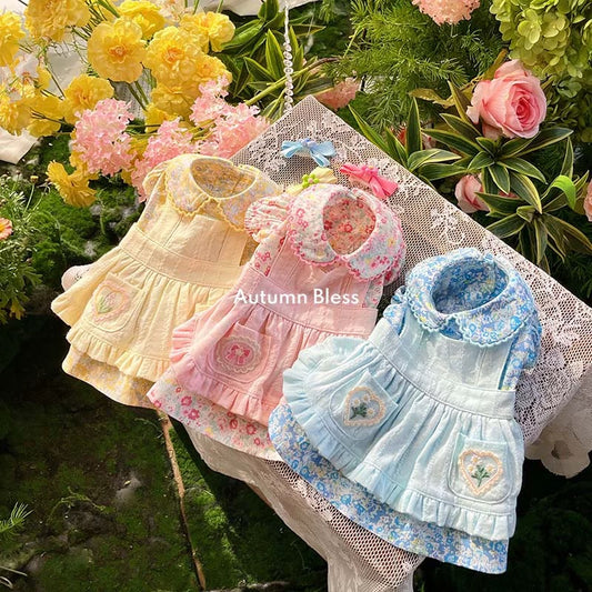 Autumn Bless フローラルエプロンレイヤードワンピース ｜Floral Apron Layered Dress
