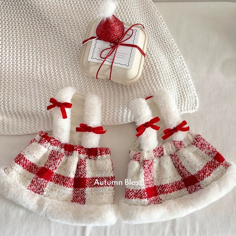 Autumn Bless Christmas Cozy Plaid Dress