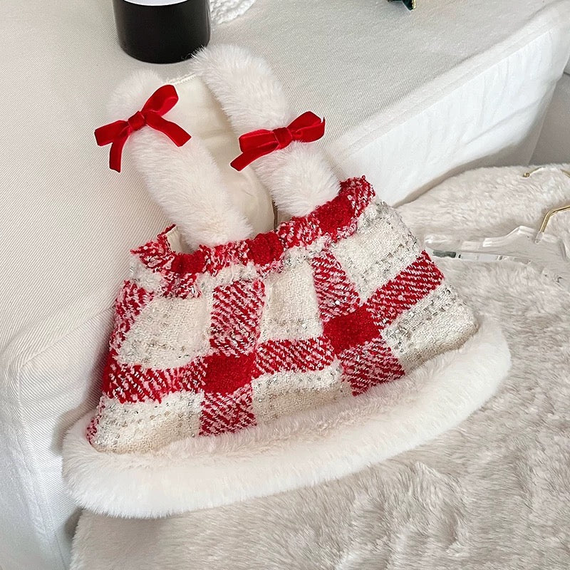 Autumn Bless Christmas Cozy Plaid Dress