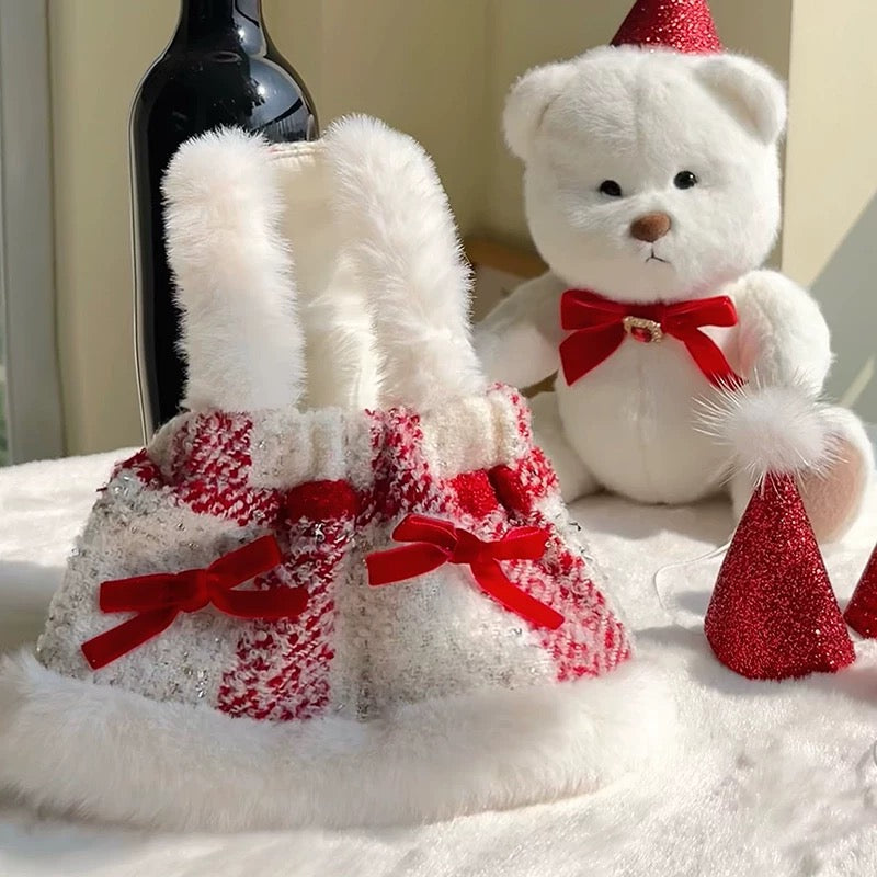 Autumn Bless Christmas Cozy Plaid Dress