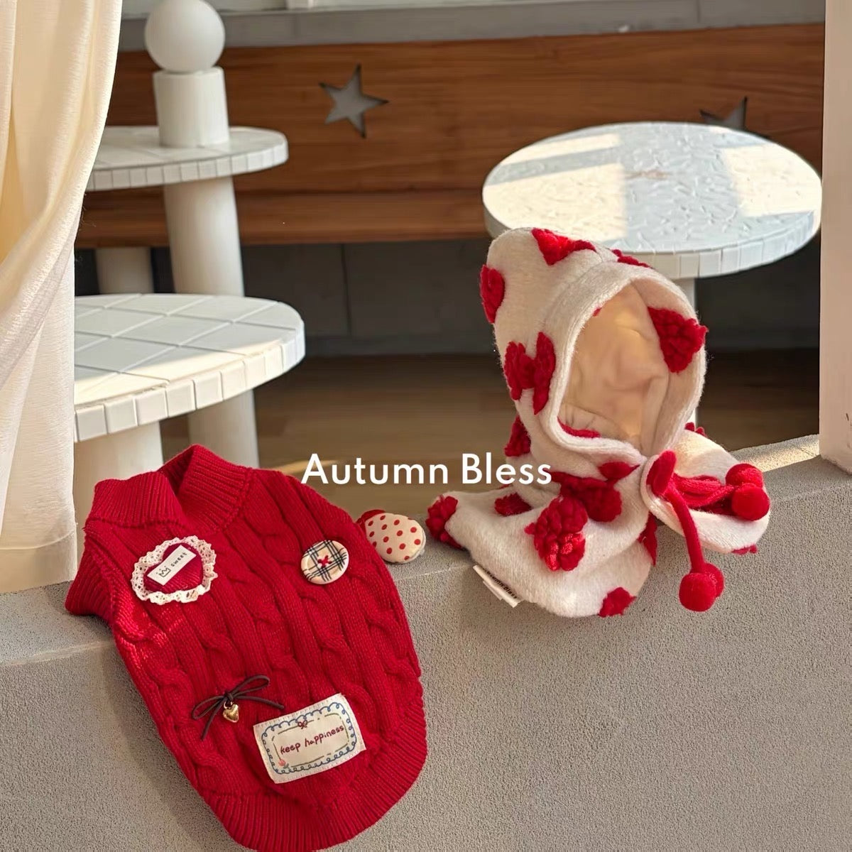 Autumn Bless Ruby Charm Fluffy Hooded Neck Warmer