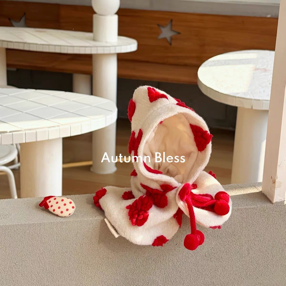 Autumn Bless Ruby Charm Fluffy Hooded Neck Warmer