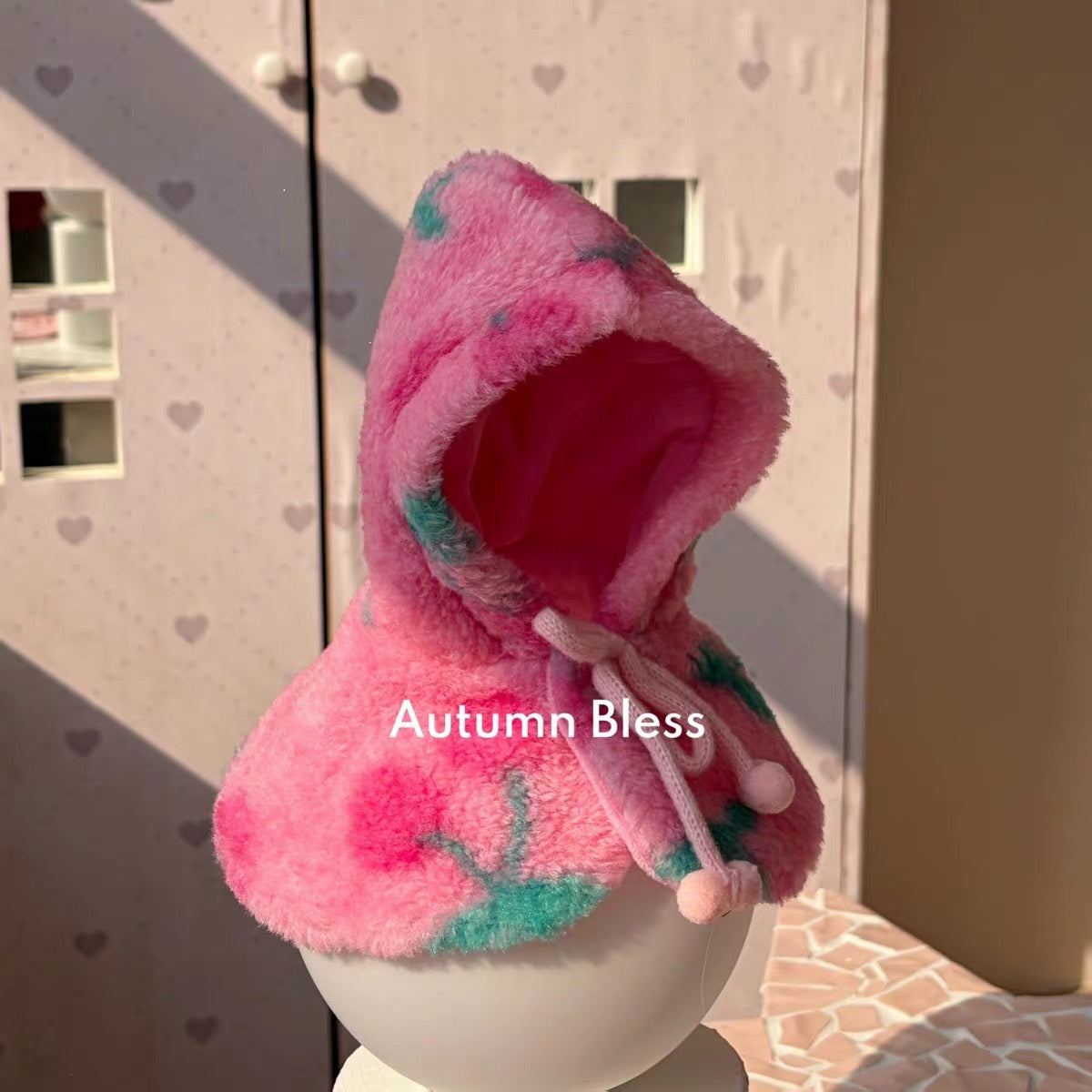 Autumn Bless Ruby Charm Fluffy Hooded Neck Warmer