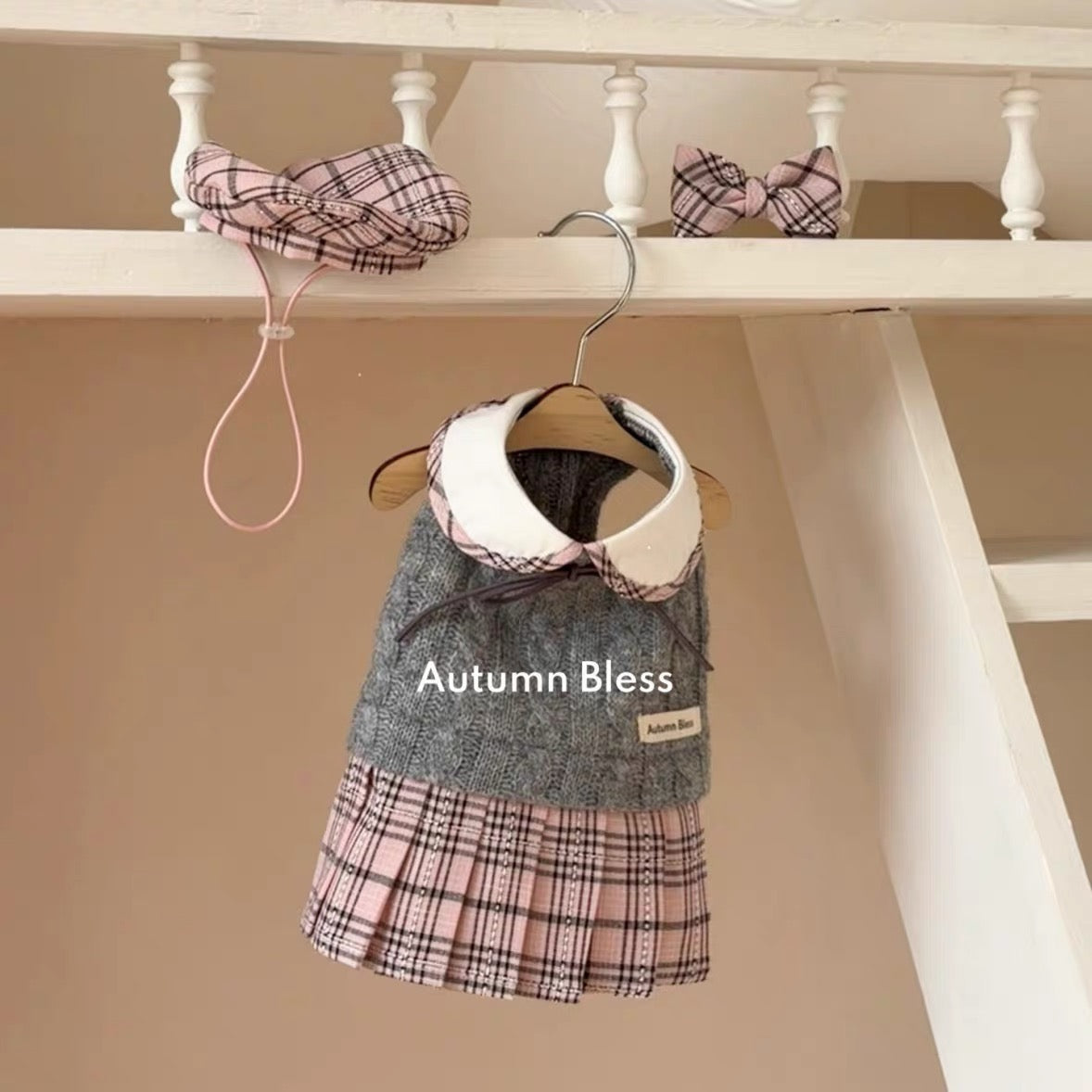 Autumn Bless Bonnie Check Knit School Dress